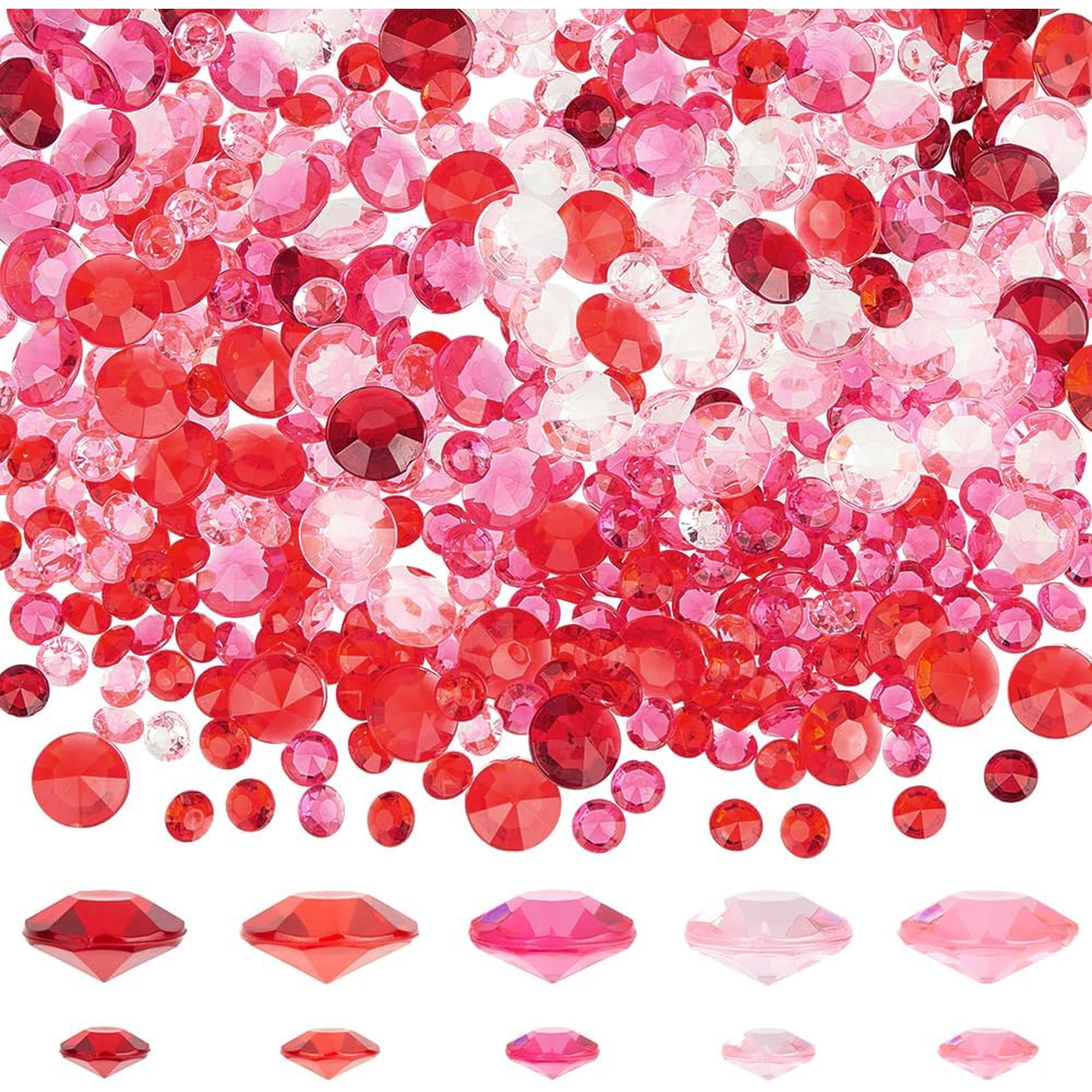 6000Pcs Acrylic Diamonds Crystals Clear Gems Plastic Diamonds Clear Diamond Gems Vase Filler Acrylic Rock Diamond Stones for Birthday Wedding Party Decors(8mm 4.5mm) Mixed Color