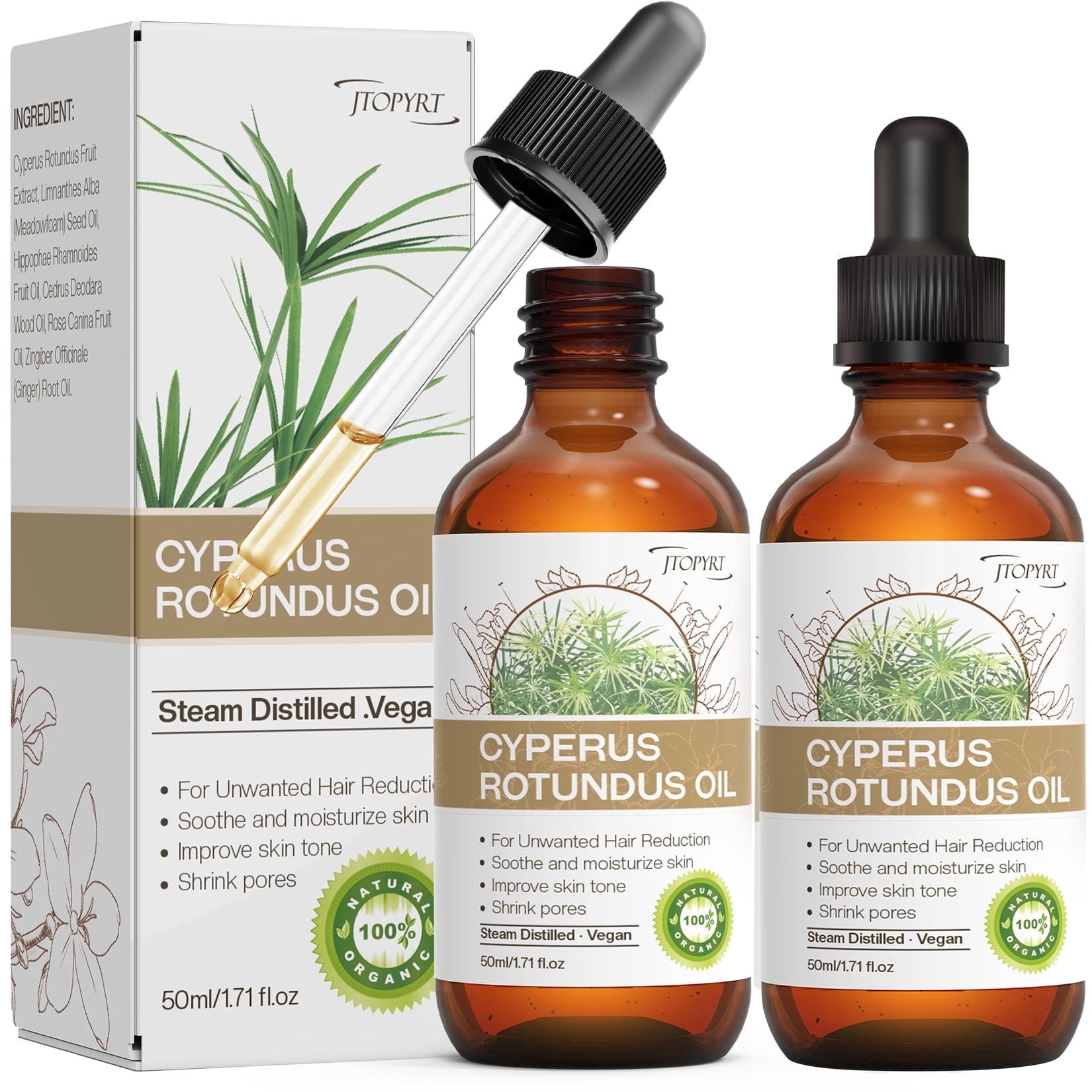 Jtopyrt Cyperus Rotundus Oil for Hair Removal Body Oil for Smooth Skin Moisturizing and Soothing 2PC