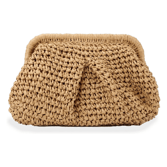 Straw Purse for Women Cloud Dumpling Pouch Crossbody Shoulder Handbag Summer Beach Woven Bag