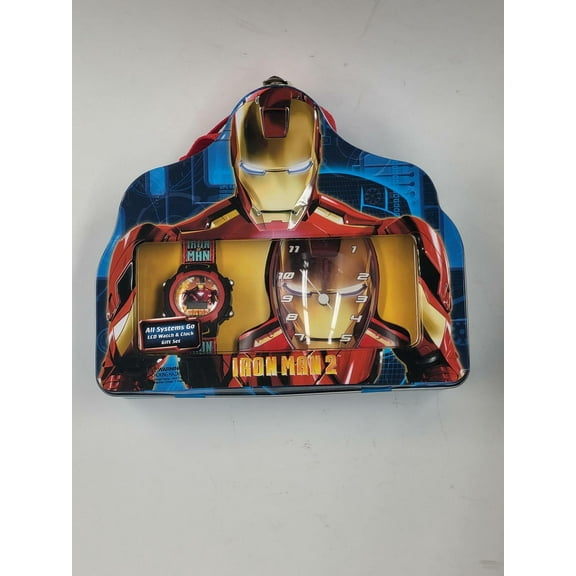 Marvel - Iron Man 2 Tin Box, Lcd Watch And Clock Set