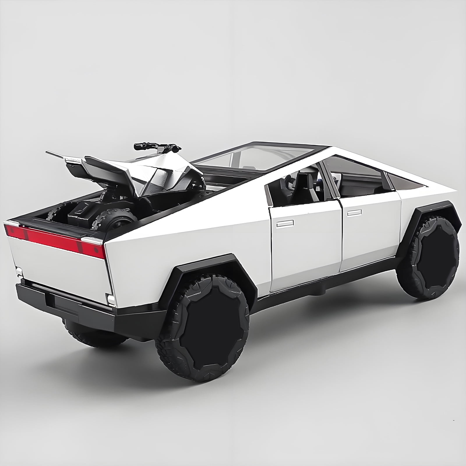 Anmyjuly Toy Trucks Model Pickup Motorcycle Silver Alloy 1/24 Diecast Vehicles with Sound and Light