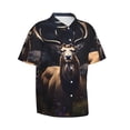 thumbnail image 2 of Balery Regal Stag In Forest Print Men's Hawaiian Shirts Short Sleeve Beach Shirt Relaxed Fit Vacation Button Down Shirts-XX-Large, 2 of 9