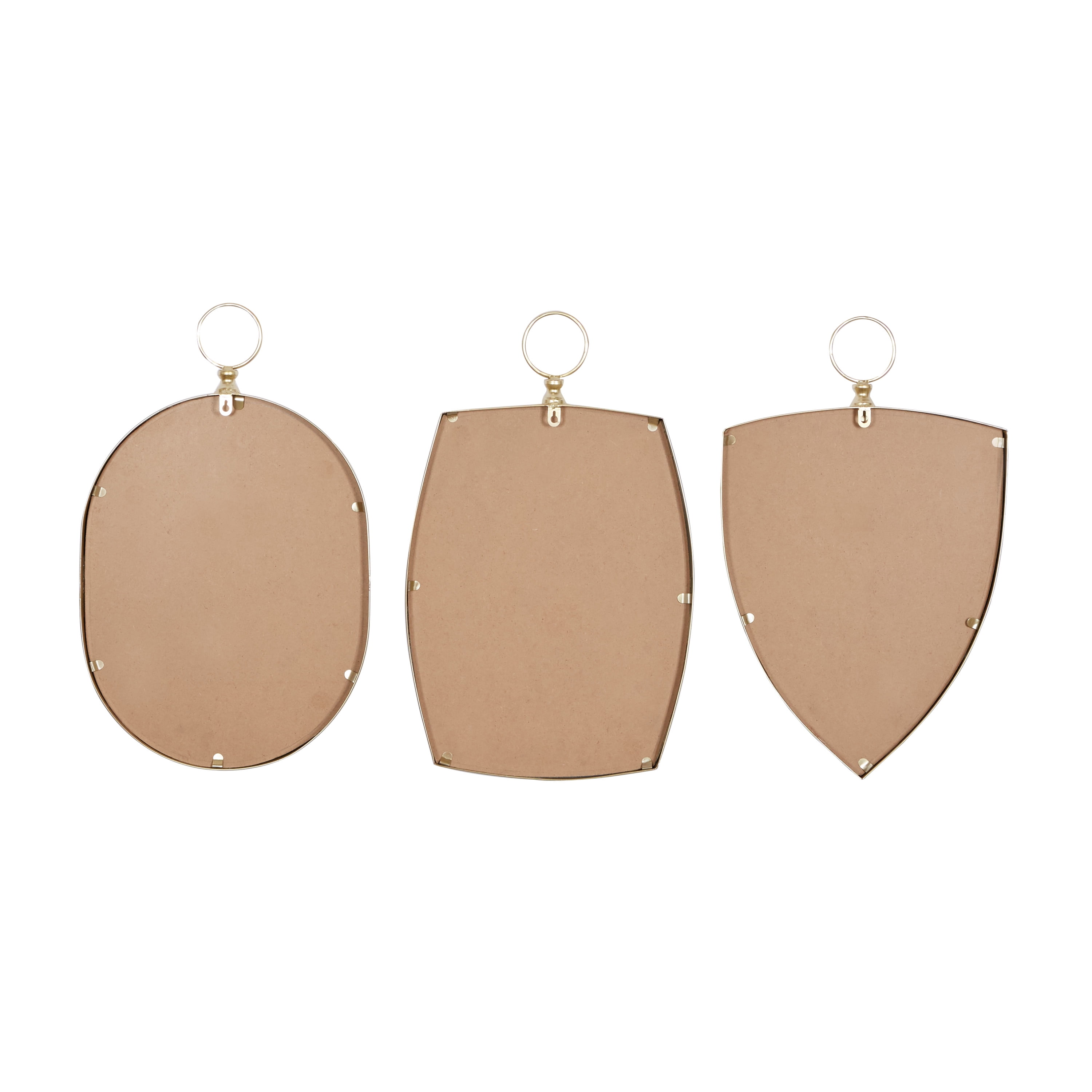 DecMode 15"W, 24"H Oval Wall Mirror, Gold, Set of 3