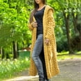 thumbnail image 4 of Women Winter Solid Solid Knitted Loose Hooded Long Cardigan Sweater Pocket Coat, 4 of 9