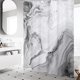 thumbnail image 2 of Cortina de ducha pequeña de mármol gris de 91 x 183 cm, juego de cortina de ducha estrecha de tamaño medio con diseño abstracto degradado, cortinas de ducha de tela modernas de 91 cm para una, 2 of 6