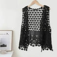 thumbnail image 2 of GEWSEY Womens Crochet Cardigan Boho Solid Color Knitted Vest Hollow Out Summer Open Front Sleeveless Kimonos Cardigan (Black, One Size), 2 of 3