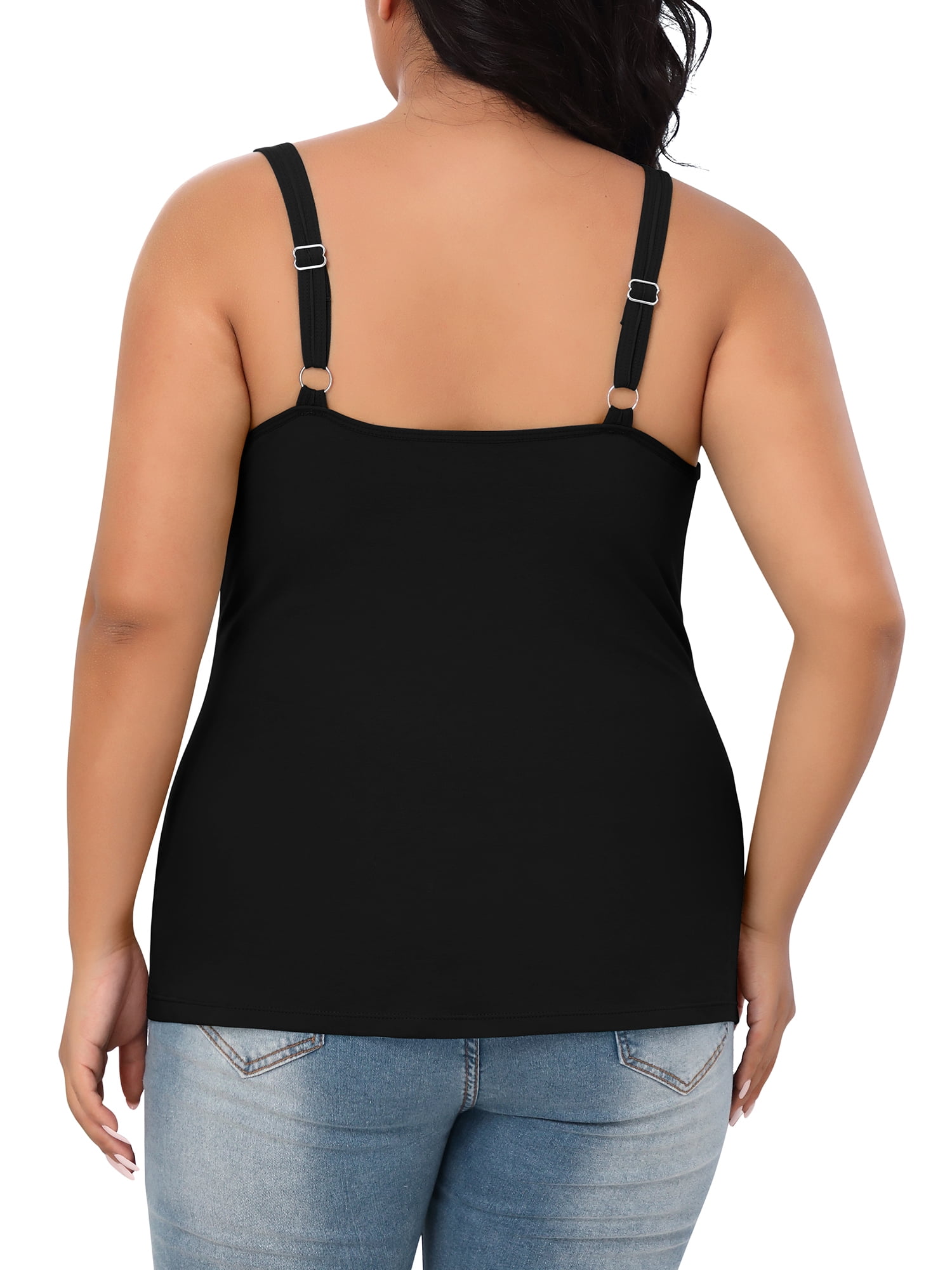 Buy SHAPERX Women's Organic Cotton Camisole Tank Top with Built-in Shelf  Bra Plus Size Pack of 1 (2XL, Black) at