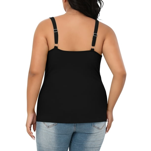  Women's Cotton Tank with Built in Bra, AdjustableTank Top Bra,  Sexy Camisole Top for Women (S,Black) : Clothing, Shoes & Jewelry