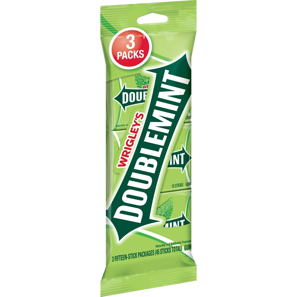 Wrigley's Doublemint, Chewing Gum, 15 Stick Packs, 3 Count