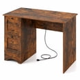 thumbnail image 4 of 43" Computer Desk with Power Outlets & 2 Drawers, Writing Studying Working Desk for Home Office,Rustic Brown, 4 of 5