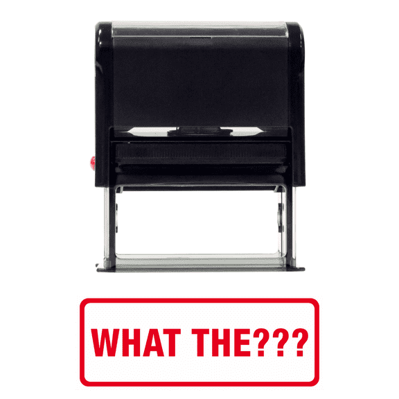 Vivid Stamp What The??? Self-Inking Office Rubber Stamp (Red) - X-Large