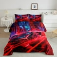 thumbnail image 2 of Manfei Racing Car 3 Pieces Queen Comforter Set,Extreme Sports Bedding Sets,Neon Light Bedding Comforter Set,Ultra Soft Boys Bedroom Decor,Reversible, 2 of 8