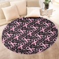 thumbnail image 4 of Breast Cancer Survivor Pink Ribbon Black Round Blanket,Comfortable Soft Flannel Throw Blanket,All Season,Warm Lightweight Blankets for Sofa Bed Couch Living Room Chair 47"x47", 4 of 5
