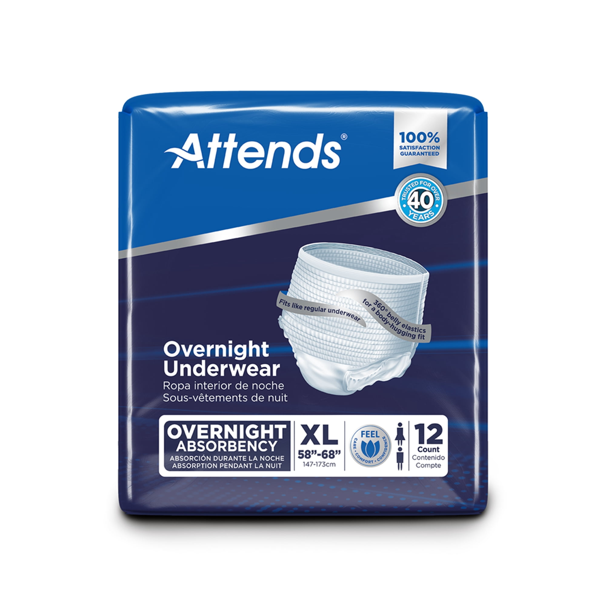 Attends Overnight Protective Underwear with Leakage Barriers, XL, 12 Ct
