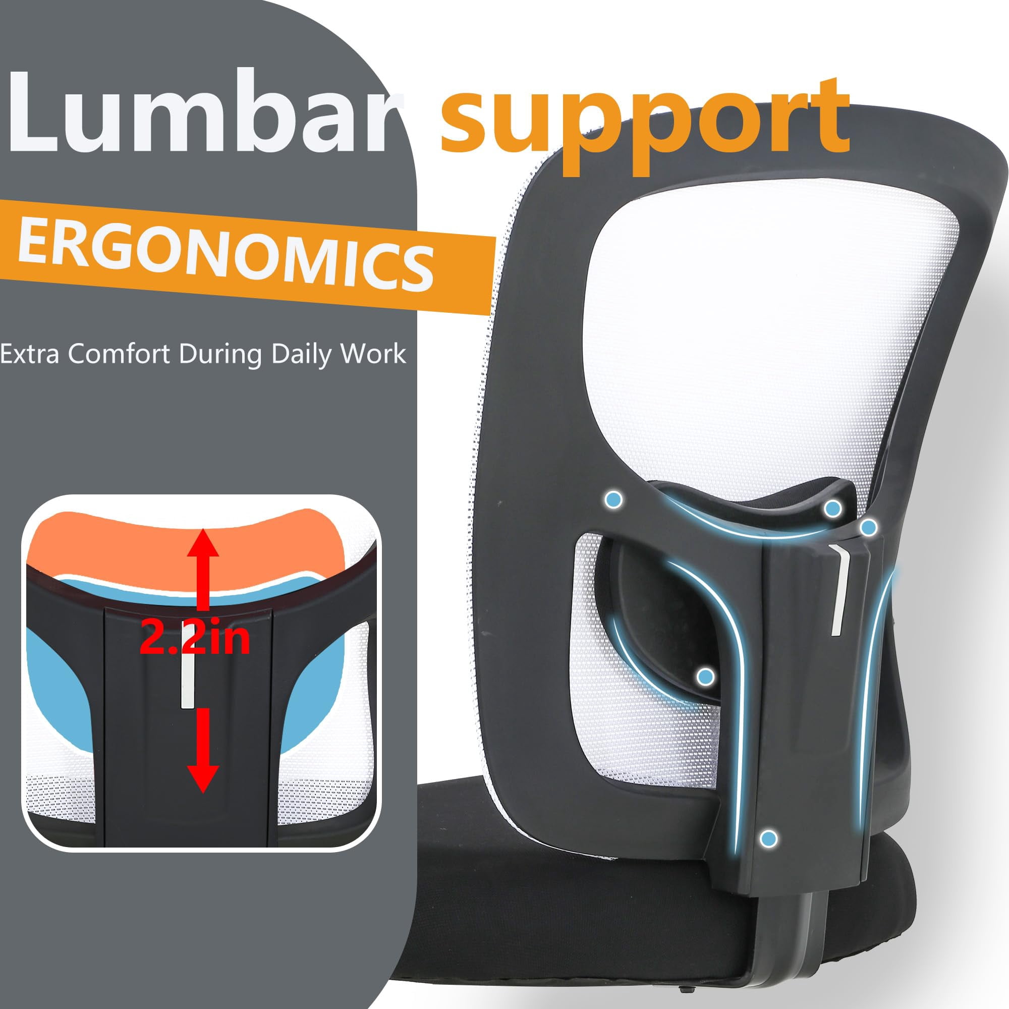 FDW 500lb Big & Tall Office Chair - Ergonomic w/Lumbar Support & Wide Seat for Home Office (White)