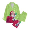 thumbnail image 1 of Gibobby camisones de talla grande Mujer Navidad manga larga solapa estampado completo vacaciones Casual Santa árbol copa de conjunto de pantalones (Rojo, XL), 1 of 4