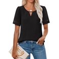 thumbnail image 3 of Women'S Summer Tops Dressy Casual Short Sleeve Blouses Elegant Shirts Black XXL, 3 of 6