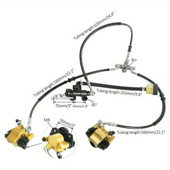 Front Foot Twin Brake Caliper Master Cylinder Go Kart ATV Quad Golf Cart Buggy