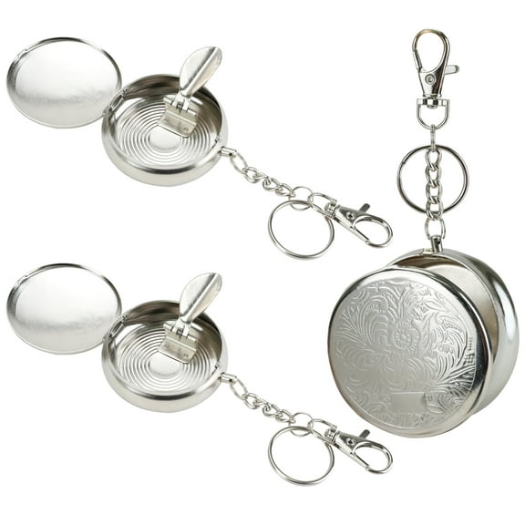 2pc Mini Portable Pocket Ashtray/Vehicle Cigarette Ashtray, Stainless Steel Ashtray with  Cigarette Snuffer and Key Chain, Modern Ash Holder for Outdoor Use