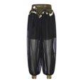 thumbnail image 4 of Kaerm Indian Dancing Pants for Women Chiffon Belly Dance Pants Plastic Beads Tassels Bloomers Black One Size, 4 of 7