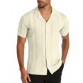 thumbnail image 2 of pstuiky camisetas para hombre, Camisa de punto de manga corta para hombre, cárdigan informal con botones y solapa de manga corta. camisas casuales para hombre m, 2 of 9