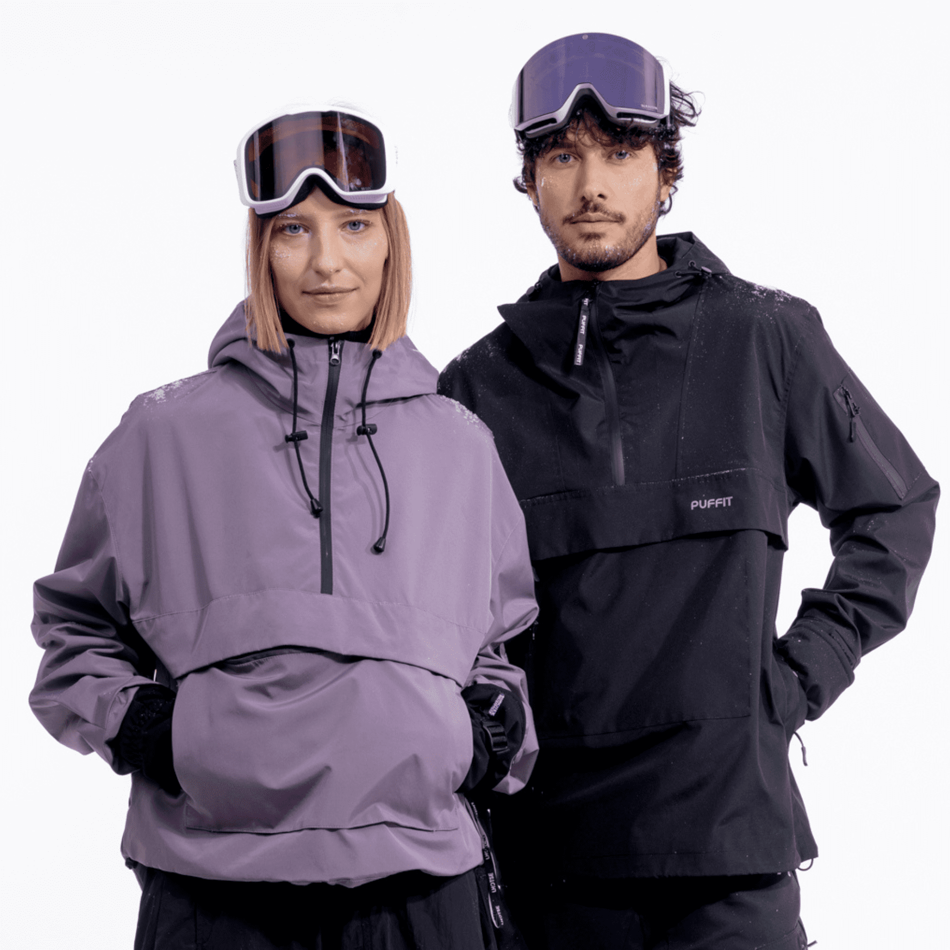 PUFFIT Waterproof Jacket Oversized Hoodie Coat Half Zip Rain Jacket with Adjustable Waist, Hood & Cuffs, Pullover Jacket Outerwear with Large Kangaroo Pocket for All Seasons Daily Wear