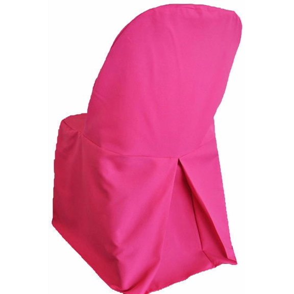 Wedding Linens Inc. (2pcs) Polyester Folding Chair Covers for Wedding, Event, Home Décor use - Fuchsia