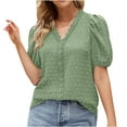 thumbnail image 2 of Fiudx Camisas de Mujer Blusa Holgada de Manga Corta con Cuello En V Informal Sólida a La Moda para Mujer, 2 of 7