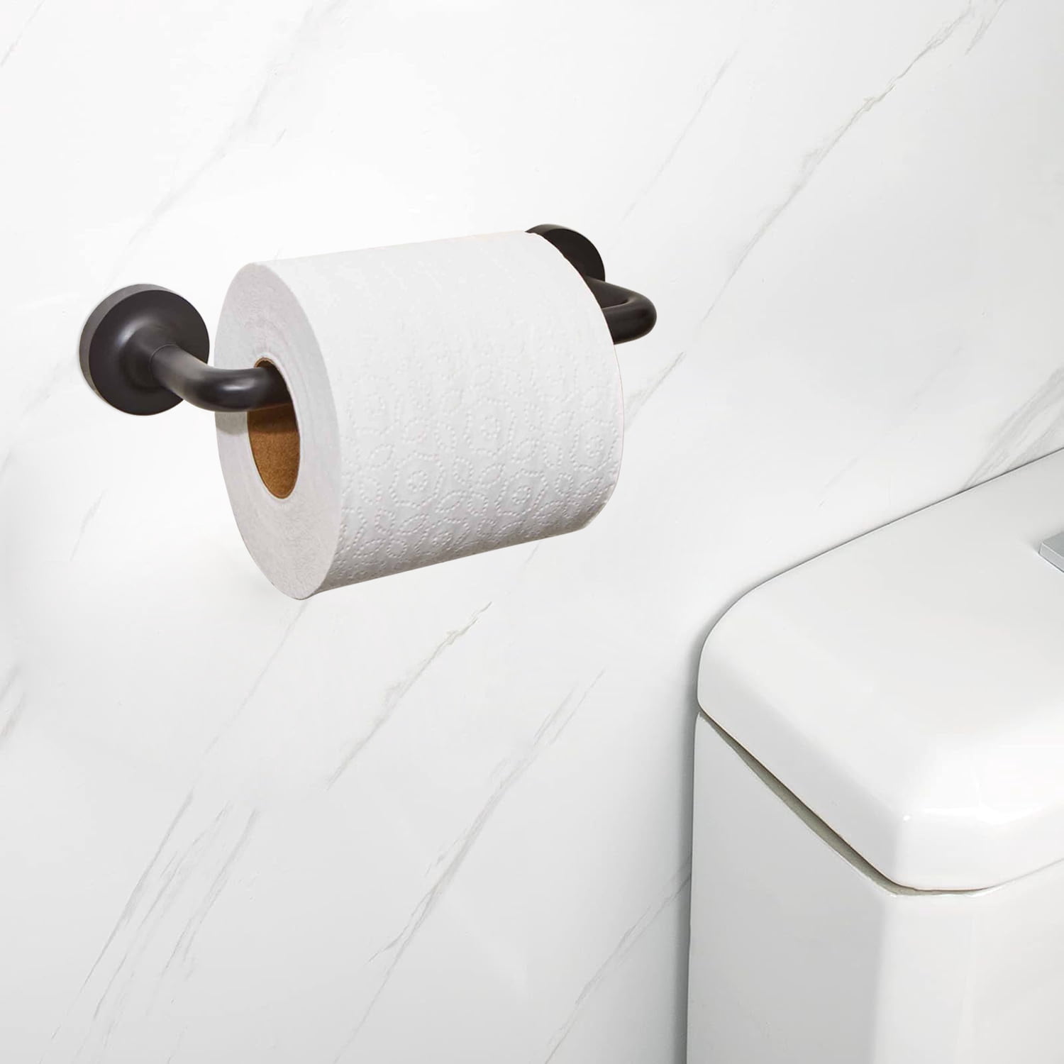 (2 pack) Better Homes & Gardens Brand Clean Modern Style Wall Mounted Toilet Paper Holder Matte Black Finish