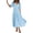 Light Blue, variant on Women's V Neck Puff Sleeve Midi Dress with Ruched Detail Lined Body Lightweight Fabric 95% Polyester 5% Spandex