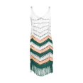 thumbnail image 5 of Uaswgudfs ​Women's Casual Short Sleeve V-Neck Midi Dress​ - Summer Boho A-Line Design with Eyelet Fabric, Fringe Trim & Tiered Accents Green M, 5 of 6