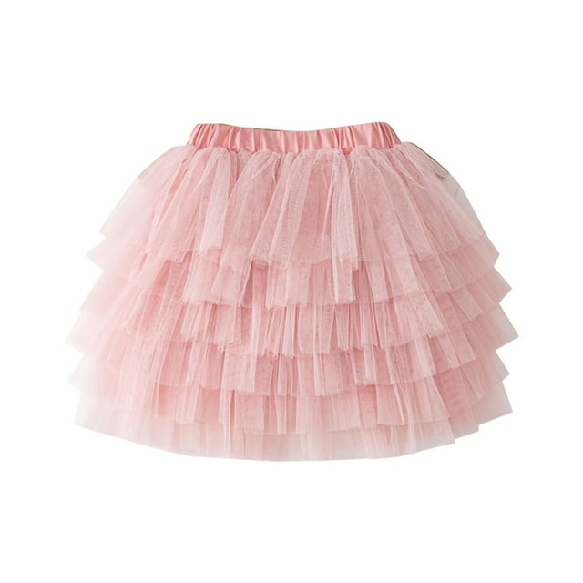 Robes pour Filles Jupe Tutu Courte en Tulle Performance Princesse Douce Décontractée Robe pour Filles Rose 6-7 Ans