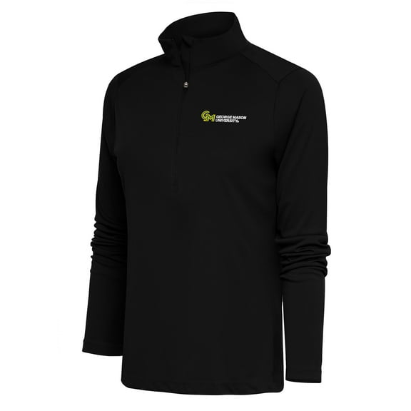 Women's Antigua  Black George Mason Patriots Tribute Half-Zip Top