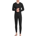 thumbnail image 1 of Lohuatrd - Conjunto de 2 piezas de ropa interior térmica de invierno para hombre, cuello redondo, manga larga, cálido, grueso, color puro, ajustado, elástico, entrepierna abierta, pijama para hombre,, 1 of 8