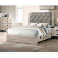 thumbnail image 3 of Queen Size Bed And 2x Nightstands Cream Color Transitional Style Wooden Bedroom Tufted Headboard Bedframe, 3 of 7