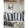 thumbnail image 3 of Outdoor Pillows Waterproof, Navy Blue Khaki Striped Bedding Throw Pillows with Insert for Couch Sofa Bed, Modern Minimalist Ombre Lines 16x16 Inch Pillowcases Decorative Patio Pillow Set of 1, 3 of 8
