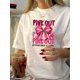 thumbnail image 1 of Vintage-Inspired Geometric Print T-Shirt for Women - Casual Crew Neck, Short Sleeve, Polyester Blend, Machine Washable - Perfect for Summer, Round Neck, Casual, 1 of 5