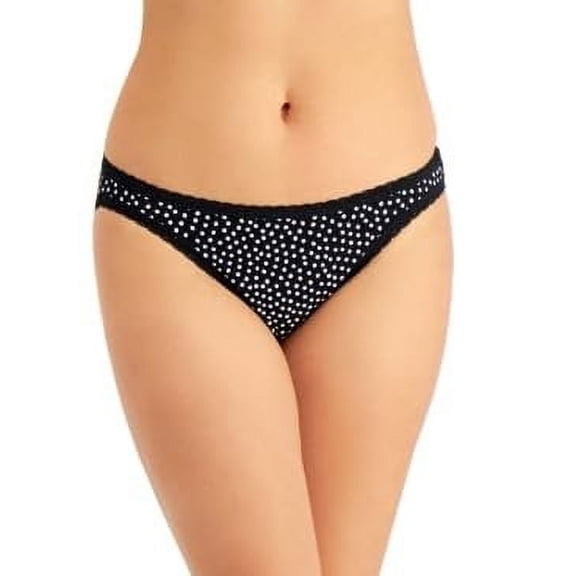 Jenni Women's Lace Trim Bikini Panty, Black & White US, Alpha, 3X-Large, Regular, Regular, black whimsydot