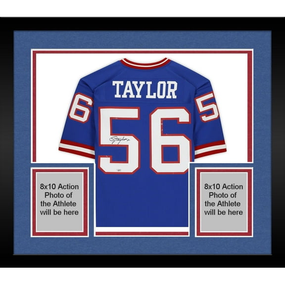 Framed Lawrence Taylor New York Giants Autographed Mitchell & Ness Blue 1986 Authentic Jersey - Fanatics Authentic Certified