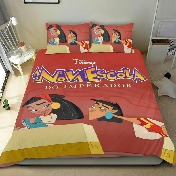 La Nueva Escuela del Emperador Conjunto de sábanas temático, trío de piezas, cómodo y amigable con la piel, diseño único, regalo de decoración para el hogar para familiares, amigos y fans,135cm *200cm