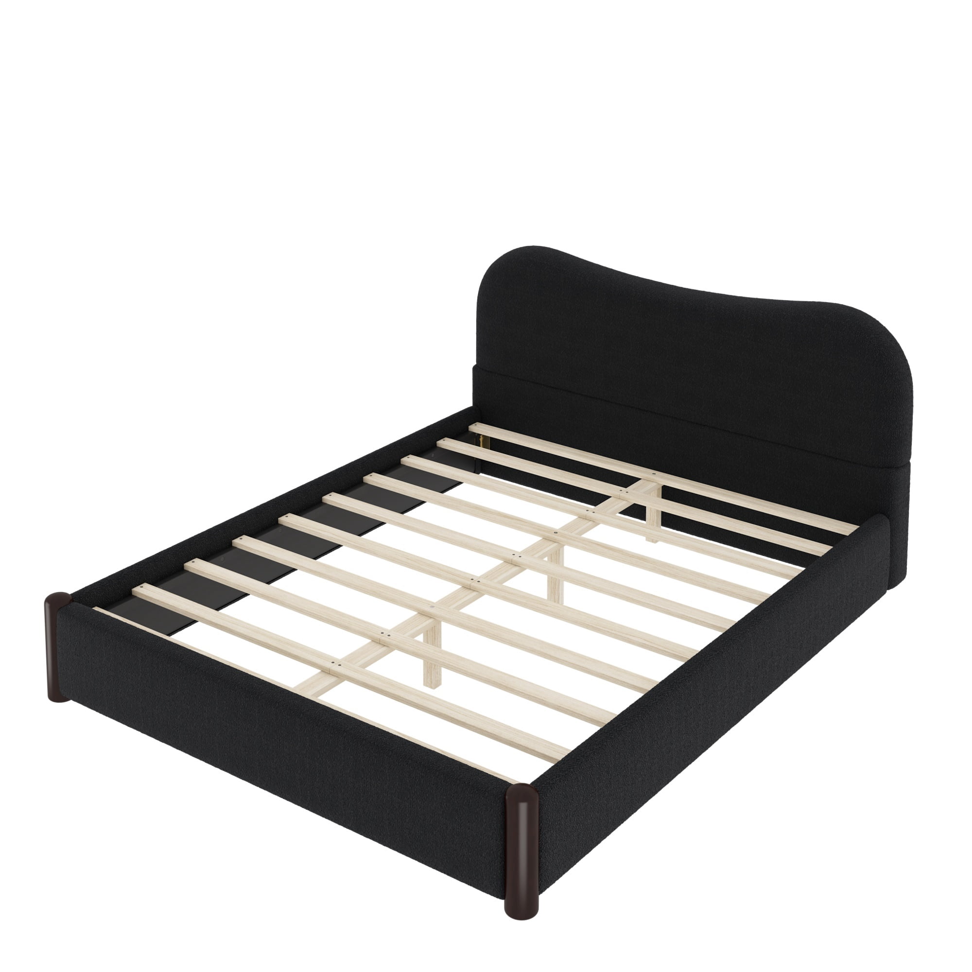Euroco Upholstery Queen Size Platform Bed, Black