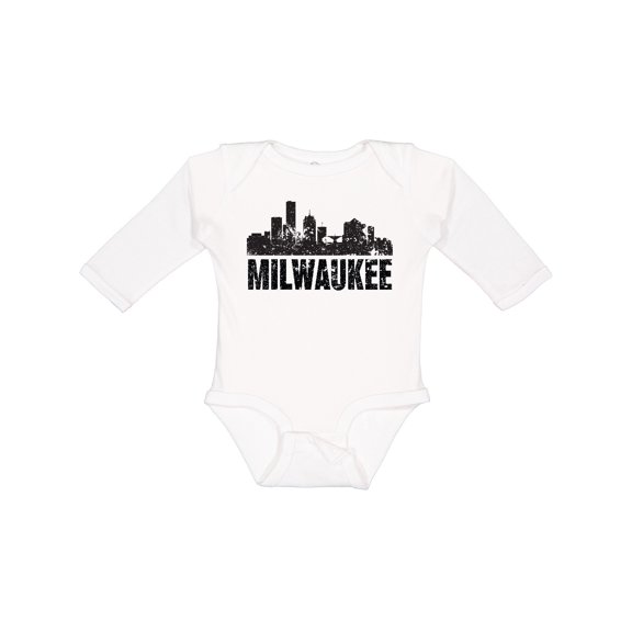 Inktastic Milwaukee Skyline Grunge Boys or Girls Long Sleeve Baby Bodysuit