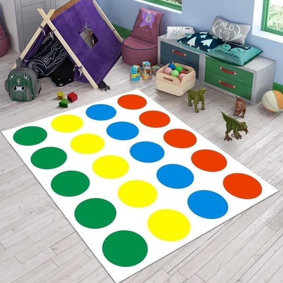 Family Game Rug, Party Rug, Kids Rug, Twister Rug, Cotton Area Rug C1027 (31”x47”)=80x120cm