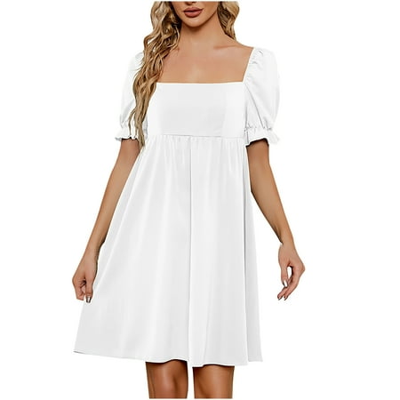 

Otvok Womens Summer Fashion Short Sleeve Solid Camisole Suspenders Pullover Dress