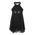 thumbnail image 4 of vastwit Girls Halter Sequins Ballet Dance Dress Sleeveless Irregular Tulle Lyrical Dress Ballerina Dancewear Black 12, 4 of 5