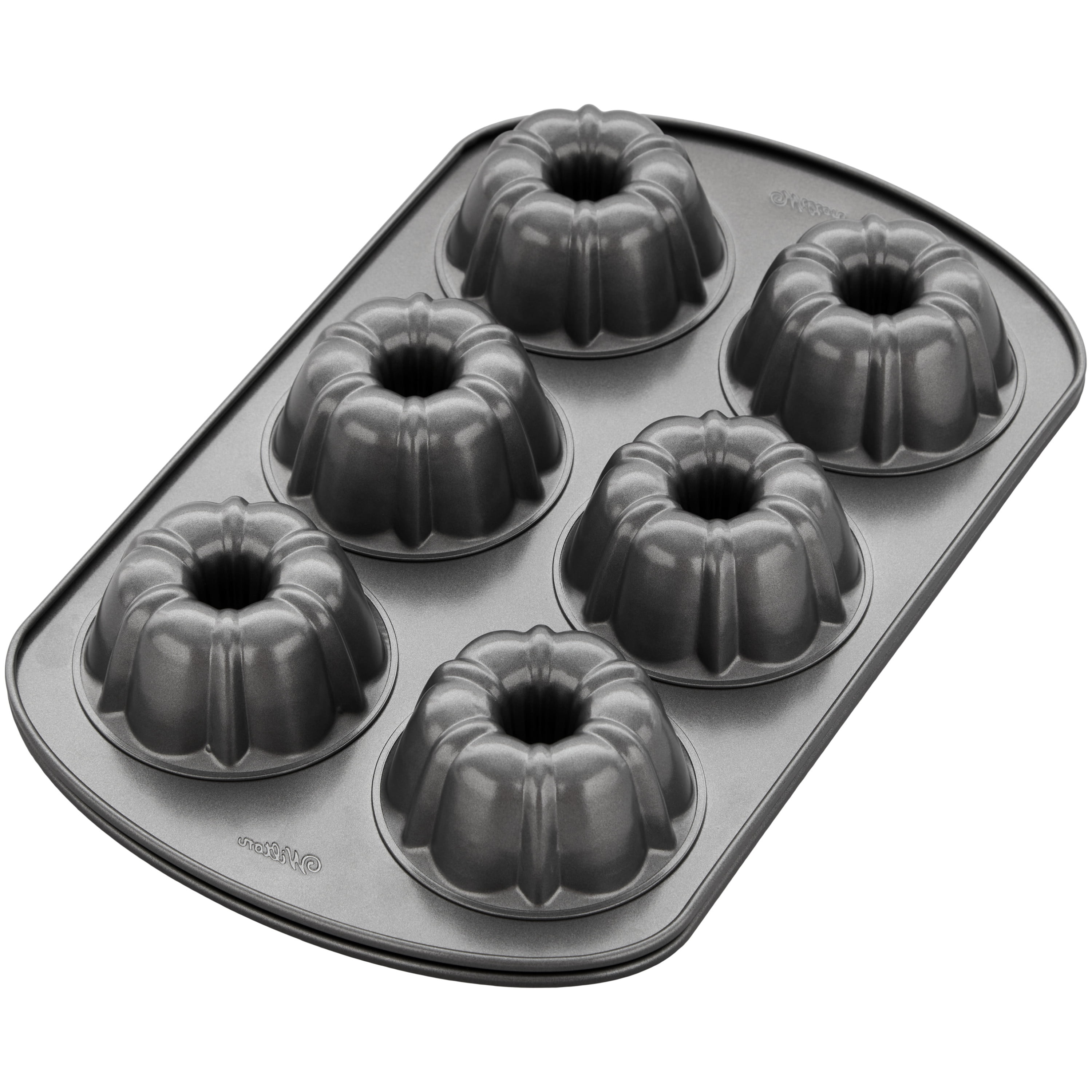 HUAKENER 2 Pcs Mini Bundt Cake Pan, 6-Cavity Fluted Tube Cake Pan,  Non-stick for