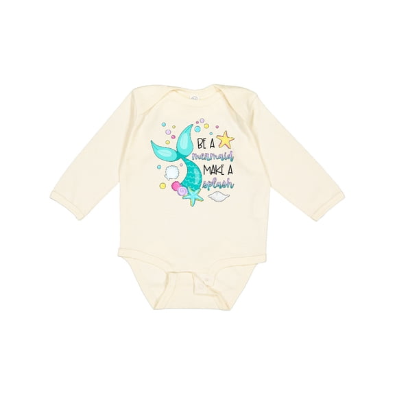 Inktastic Be a Mermaid Make a Splash Blue Mermaid Tail Boys or Girls Long Sleeve Baby Bodysuit