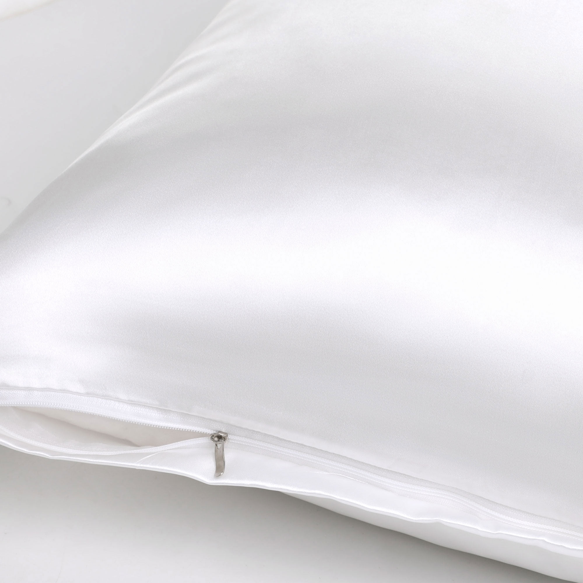 Unique Bargains Satin Body Pillowcases 2 Pcs Zipper Closure White 20"x54"