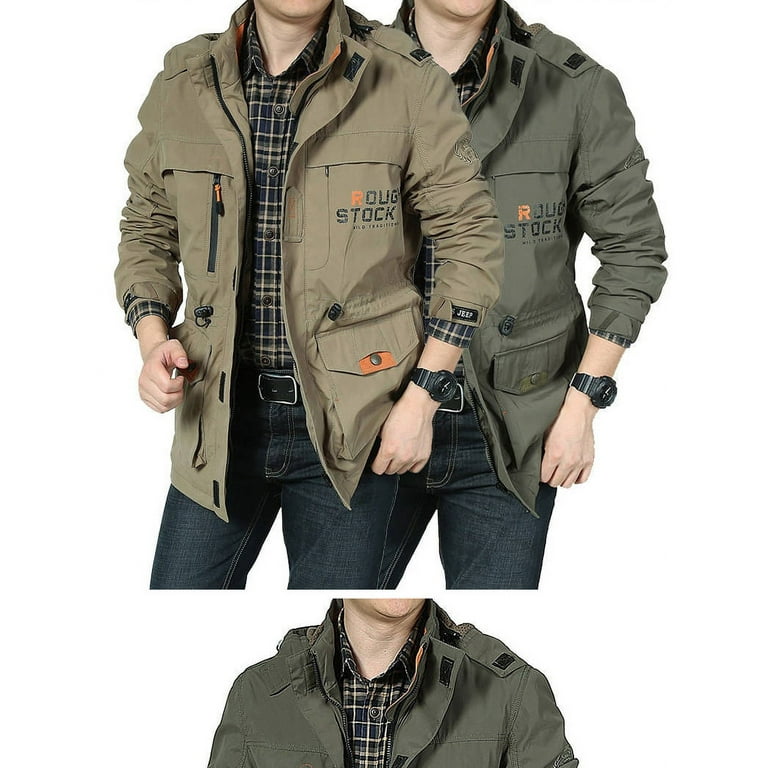Men's Biker Classic Military Camouflage Leather Jacket