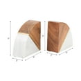 thumbnail image 4 of Stylish Curved Marble Book Ends with Wood Accent - Decorative Book Accessories for Bookshelf or Office - Modern Bookend for Home Library, Desk, or Coffee Table Decor - Set of 2, 5", White & Brown, 4 of 10